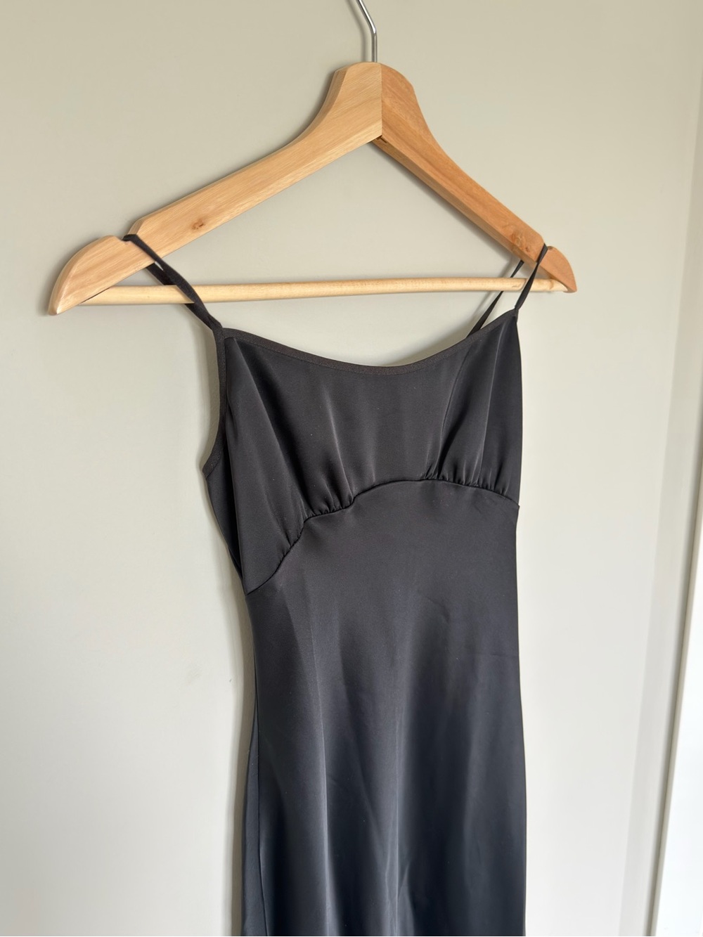 Aritzia Black satin slip midi dress size S open back tie detail - Picture 5 of 8